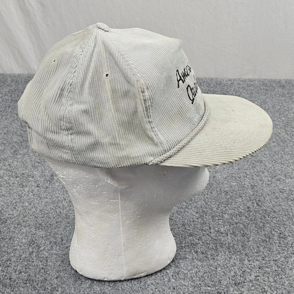 Vintage American Quality Corduroy Hat Gray Patina Advon Inc Snapback Rope 80s